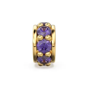 18k Solid Yellow Gold 5mm Purple Amethyst Eternity Rondelle Wheel Bead