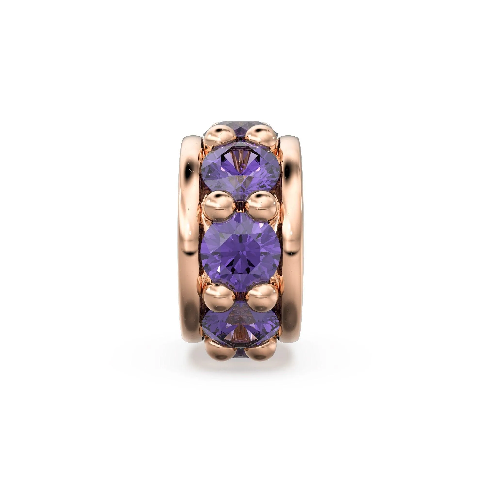 18k Solid Yellow Gold 5mm Purple Amethyst Eternity Rondelle Wheel Bead