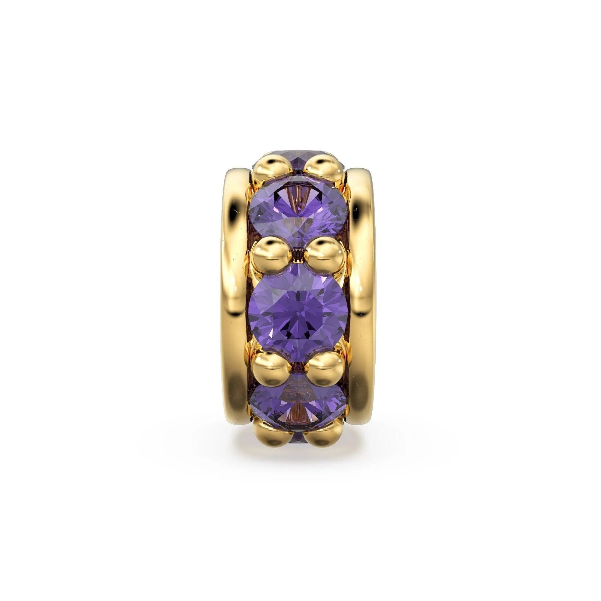 18k Solid Yellow Gold 5mm Purple Amethyst Eternity Rondelle Wheel Bead