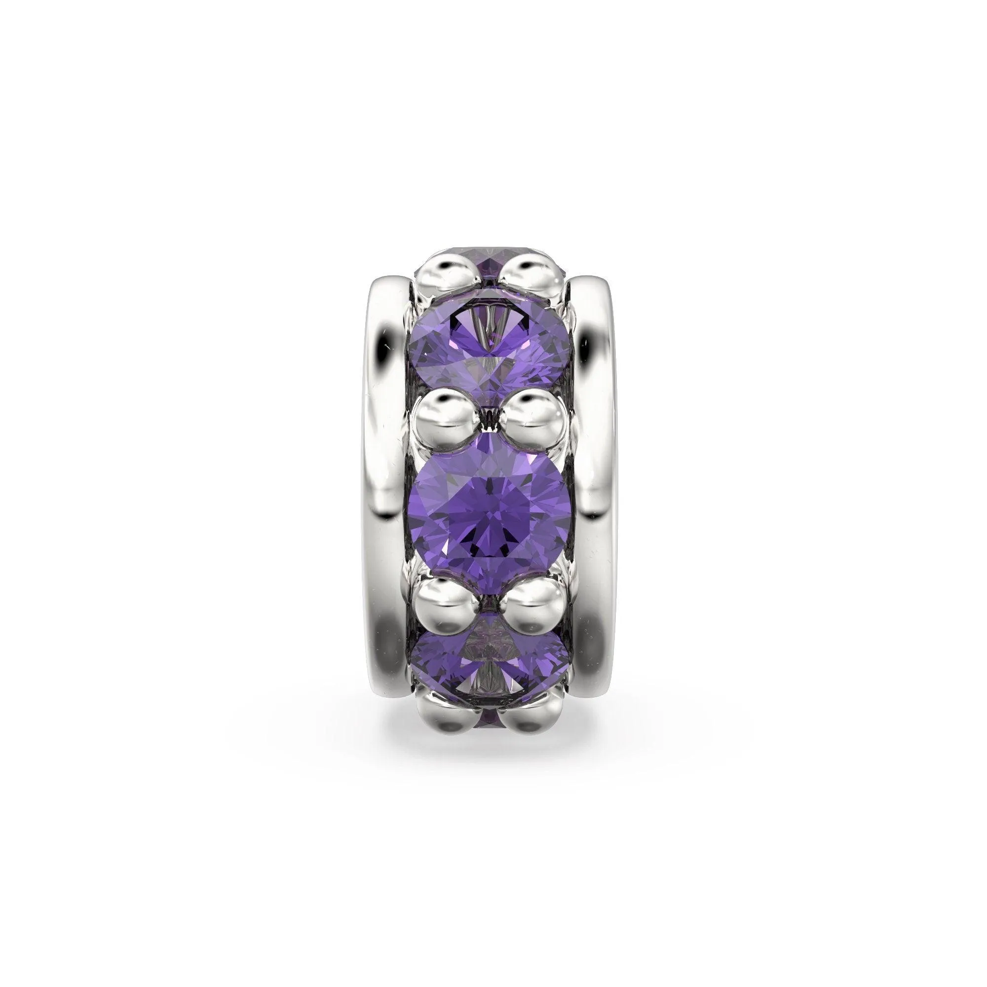 18k Solid Yellow Gold 5mm Purple Amethyst Eternity Rondelle Wheel Bead