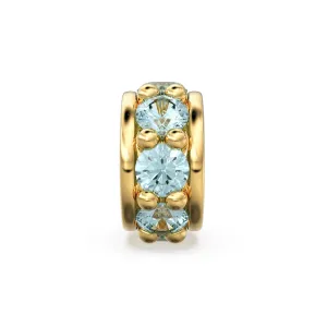 18k Solid Yellow Gold 5mm Sky Blue Topaz Eternity Rondelle Wheel Bead