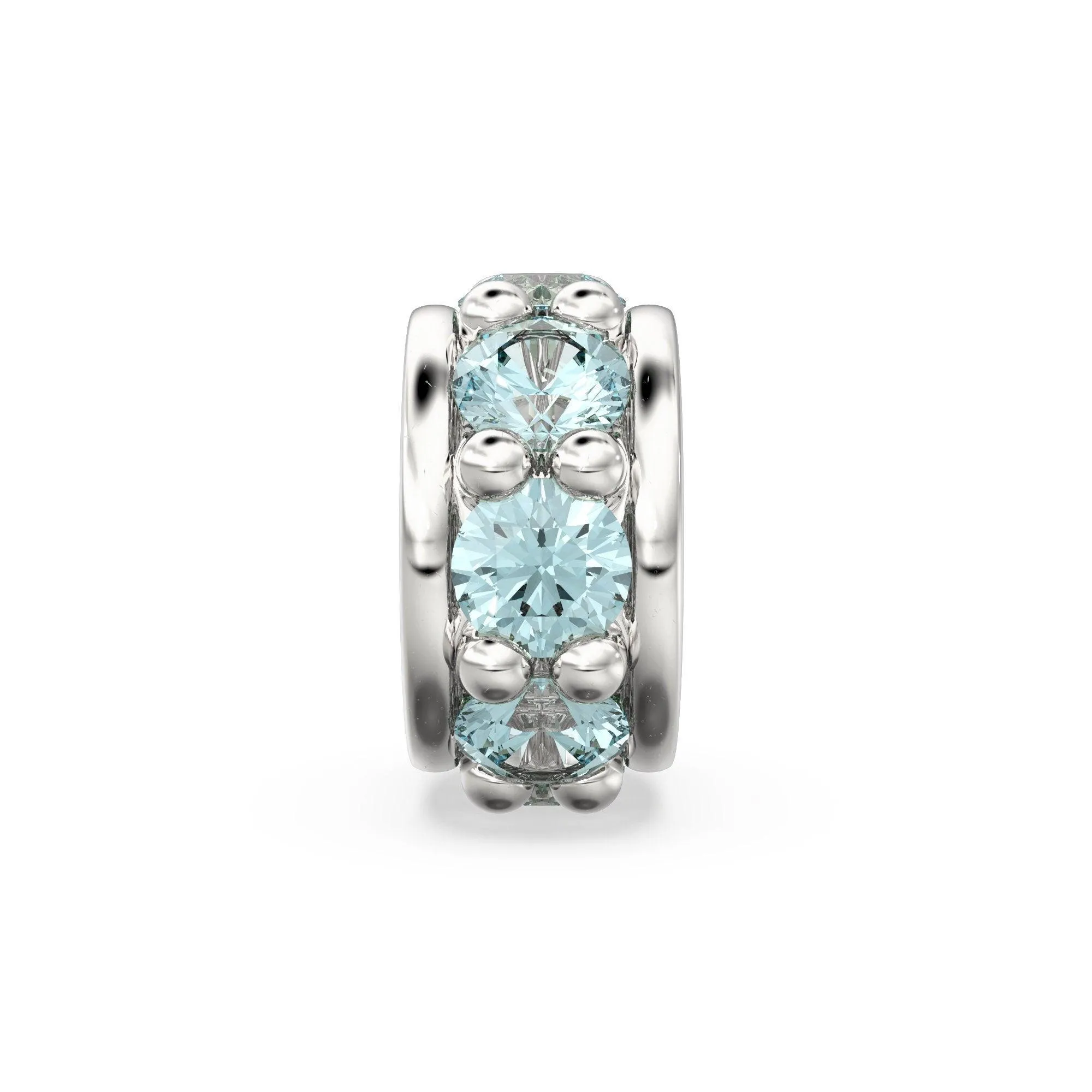 18k Solid Yellow Gold 5mm Sky Blue Topaz Eternity Rondelle Wheel Bead