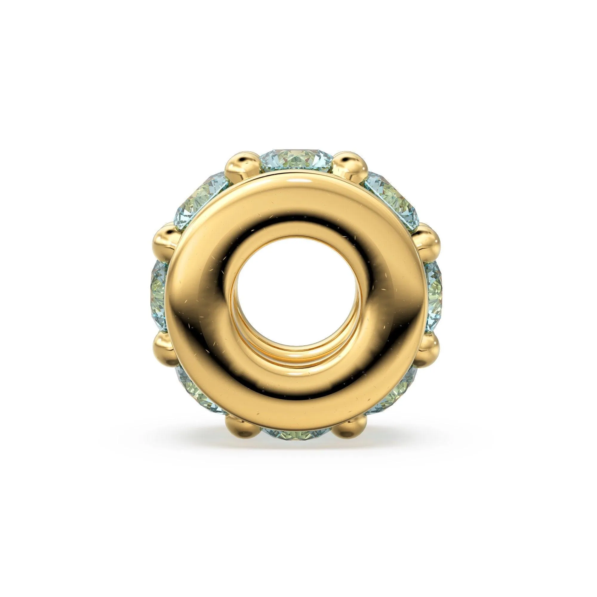 18k Solid Yellow Gold 5mm Sky Blue Topaz Eternity Rondelle Wheel Bead