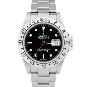 2007 Rolex Explorer II NO-HOLES CASE Stainless Black Date 40mm Watch 16570 T