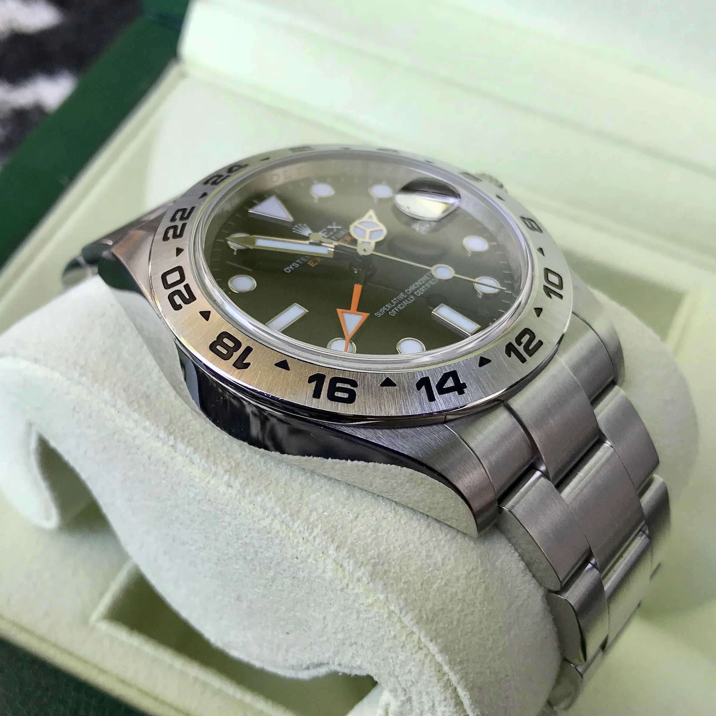 2009 Rolex Explorer II 216570 Black GMT Oyster Perpetual Stainless Steel Wristwatch Box & Papers