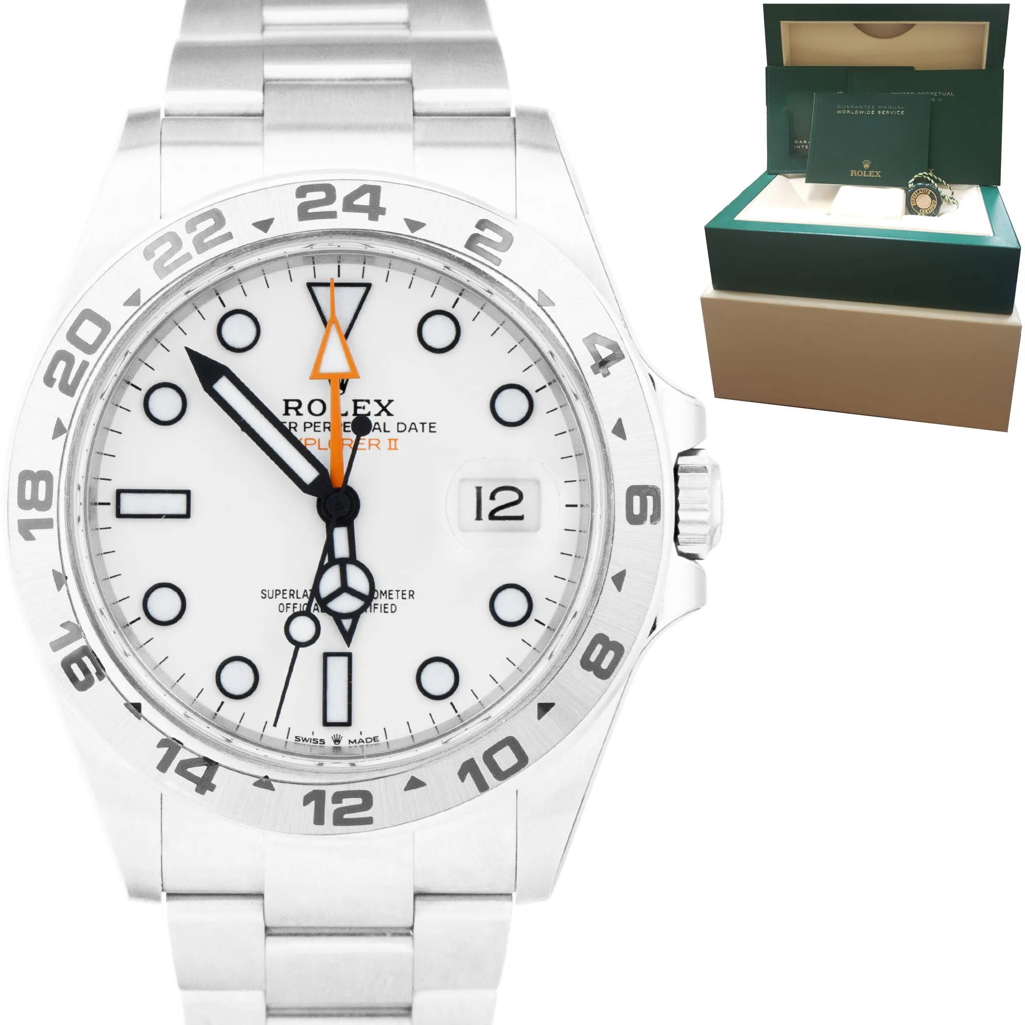 2021 Rolex Explorer II 42mm Polar White Stainless GMT Date Watch 226570 B P