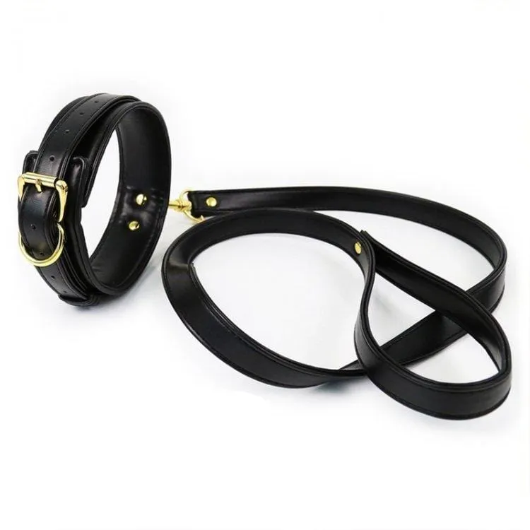 2370M      Gold Standard Black Padded Supple Collar and Leash Set