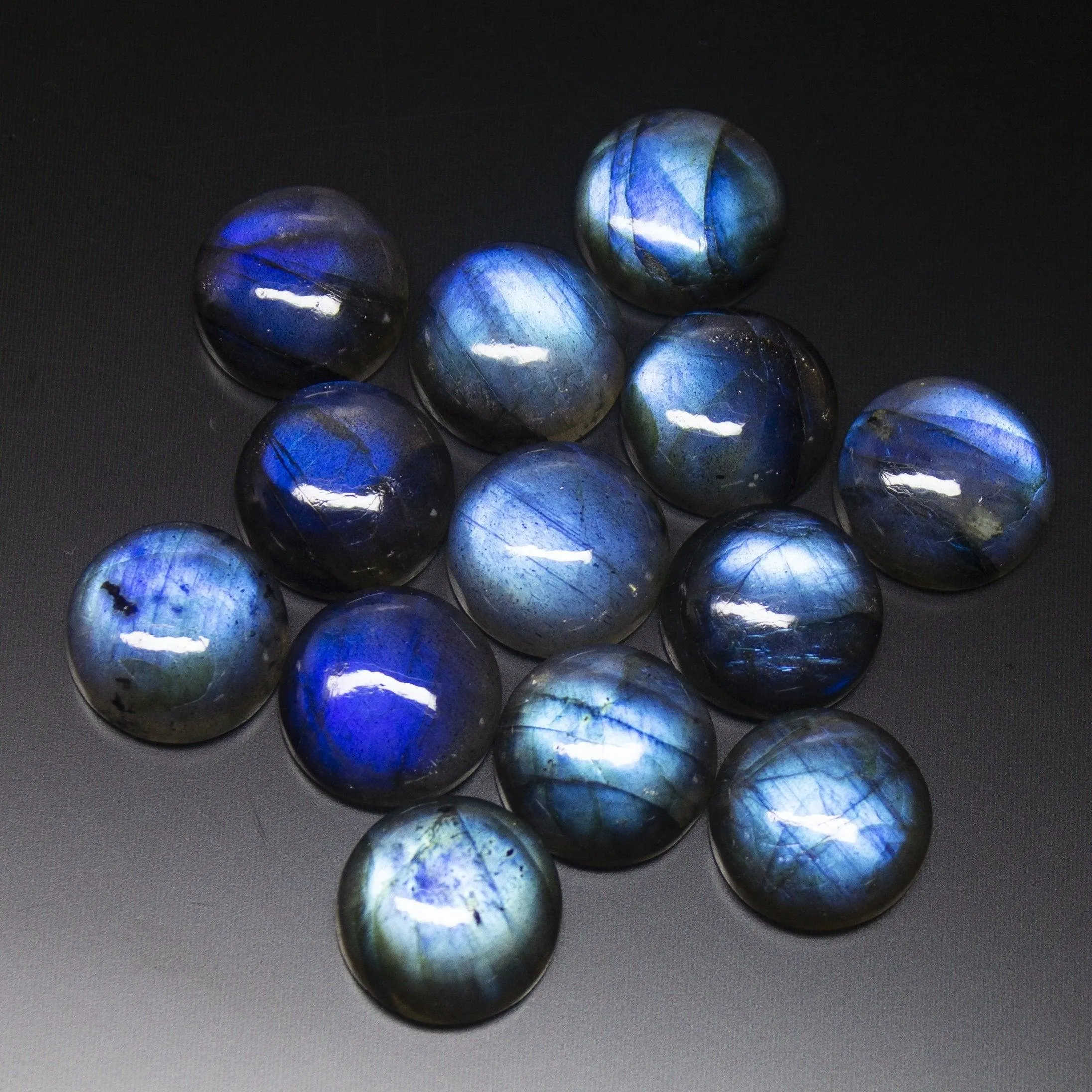 3 Matched Pair, Smooth Round Shape, 14mm Size Labradorite Cabochons