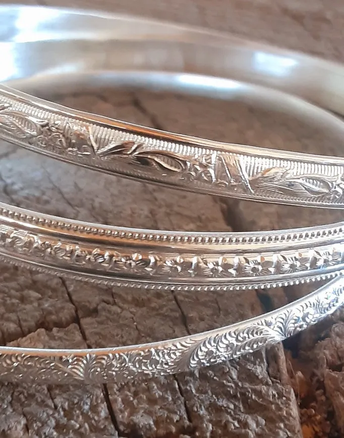 3 piece sterling silver bangle set with high polish no patinas for extra shine