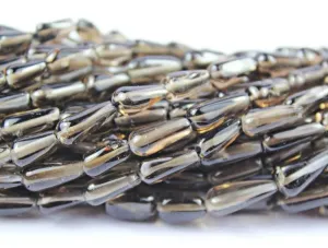 3 Strand Smoky Quartz Smooth Briolette Tear Drop Loose Beads Strand 9mm 14mm 13"