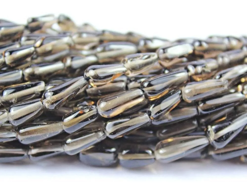 3 Strand Smoky Quartz Smooth Briolette Tear Drop Loose Beads Strand 9mm 14mm 13"