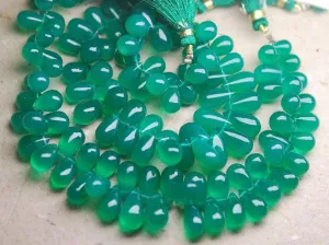 30 Pcs,Super Finest,Green Onyx Smooth Drops Briolettes, 10-12mm Large Size