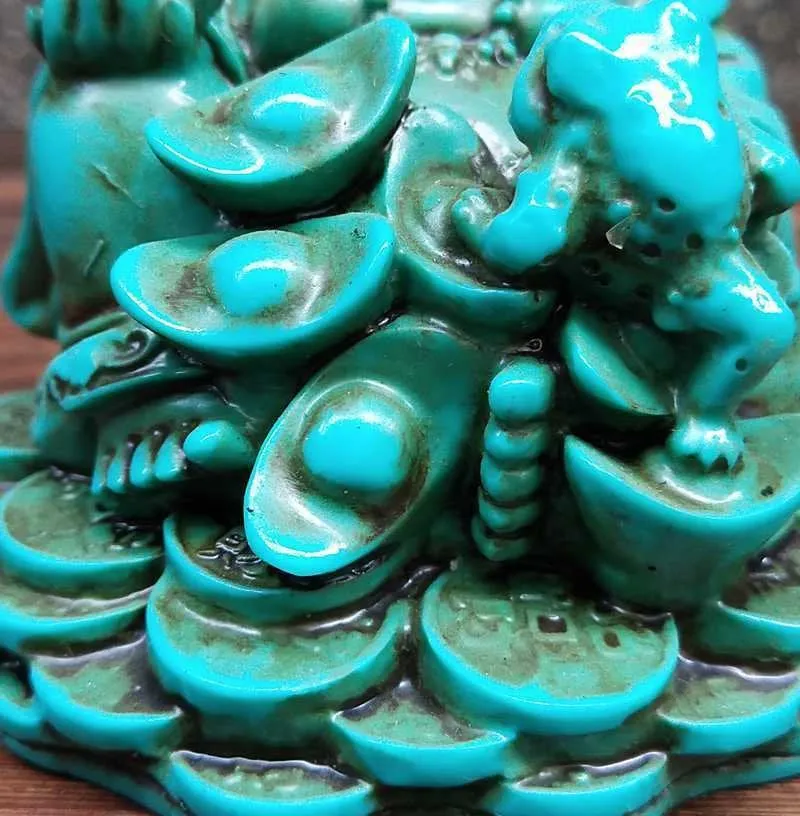 3.15''L- Chinese Natural Antique Exquisite Turquoise Handcarved Sculpture Buddha Statue