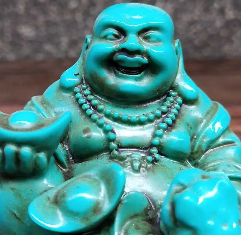 3.15''L- Chinese Natural Antique Exquisite Turquoise Handcarved Sculpture Buddha Statue