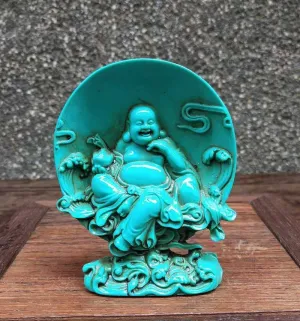 4.13''H- Chinese Natural Antique Exquisite Turquoise Handcarved Sculpture Buddha Statue
