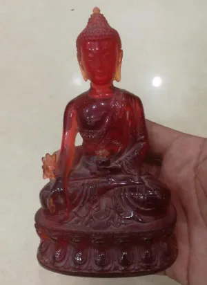4.72''H- Chinese Natural Antique Exquisite GEOMANTIC AMBER Handcarved Sculpture Buddha Statue