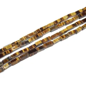 5 Strand Natural Tiger Eye Smooth Rectangle Gemstone Beads Strand 13" 9mm 12mm