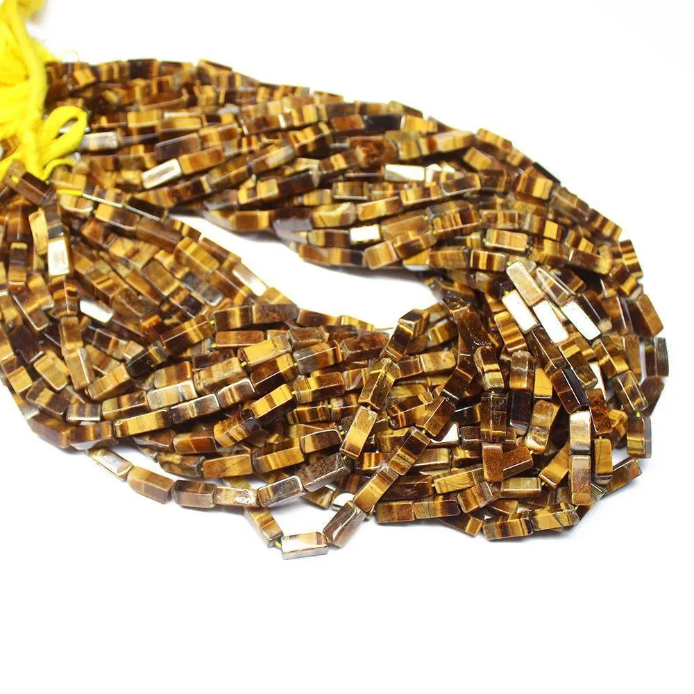5 Strand Natural Tiger Eye Smooth Rectangle Gemstone Beads Strand 13" 9mm 12mm