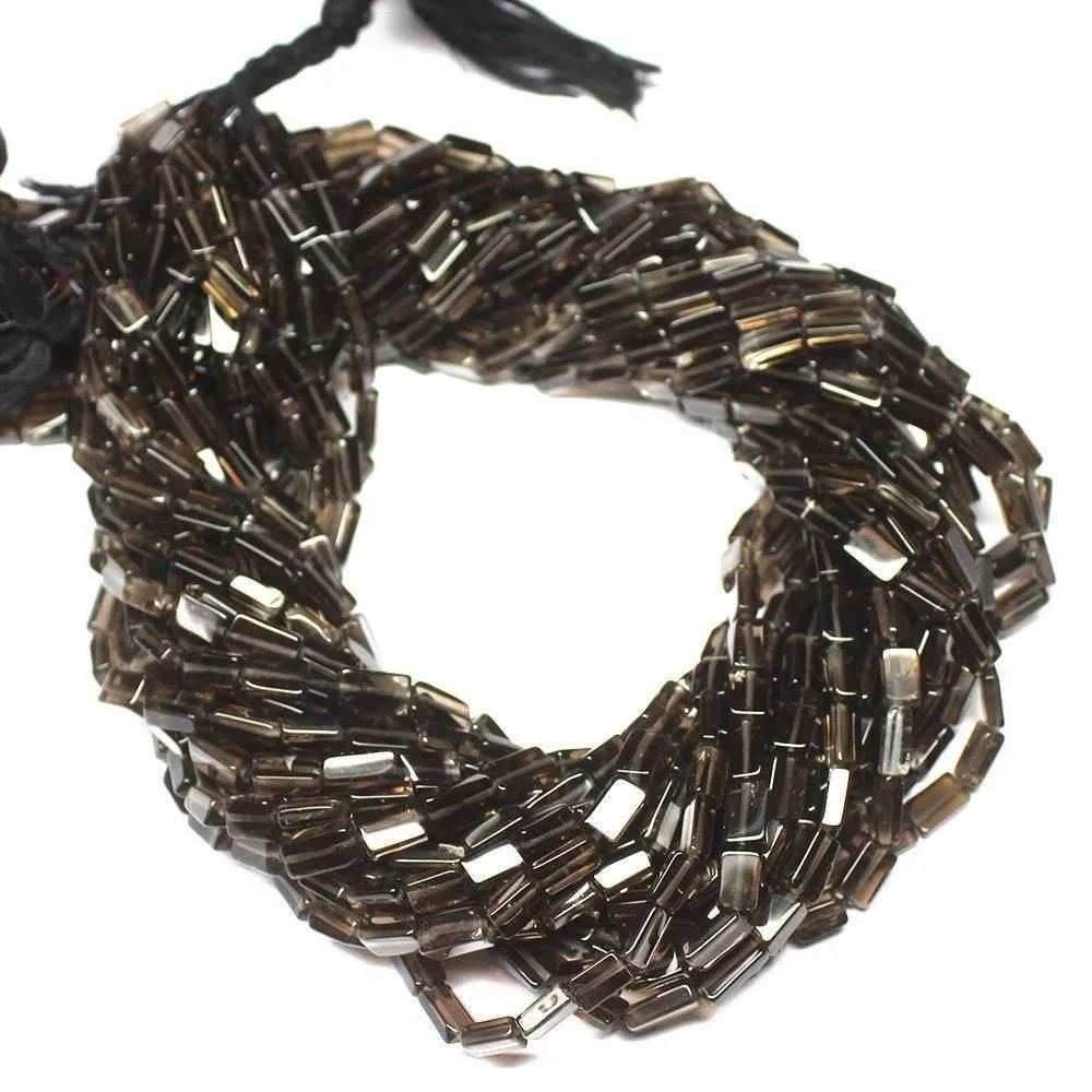 5 Strand Smoky Quartz Gemstone Smooth Rectangle Beads Strand 8mm 10mm 14"