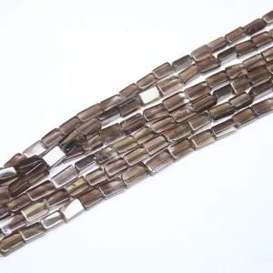 5 Strand Smoky Quartz Gemstone Smooth Rectangle Beads Strand 8mm 10mm 14"