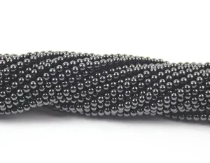 5 Strands Black Spinel Polished Smooth Round Loose Ball Beads Strand 16" 2mm