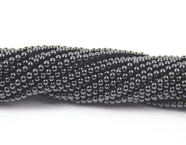 5 Strands Black Spinel Polished Smooth Round Loose Ball Beads Strand 16" 2mm