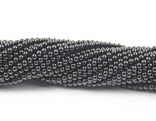 5 Strands Black Spinel Polished Smooth Round Loose Ball Beads Strand 16" 2mm