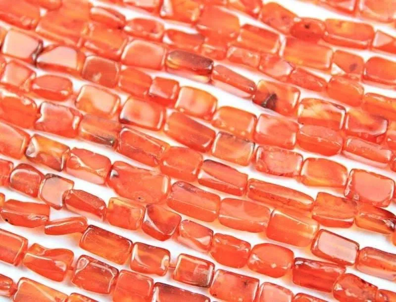 5 Strands Carnelian Smooth Polished Rectangle Gemstone Loose Beads 7mm 8mm 14"