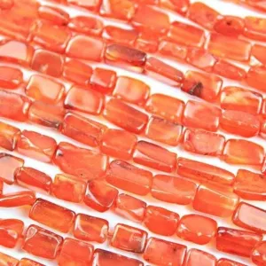 5 Strands Carnelian Smooth Polished Rectangle Gemstone Loose Beads 7mm 8mm 14"