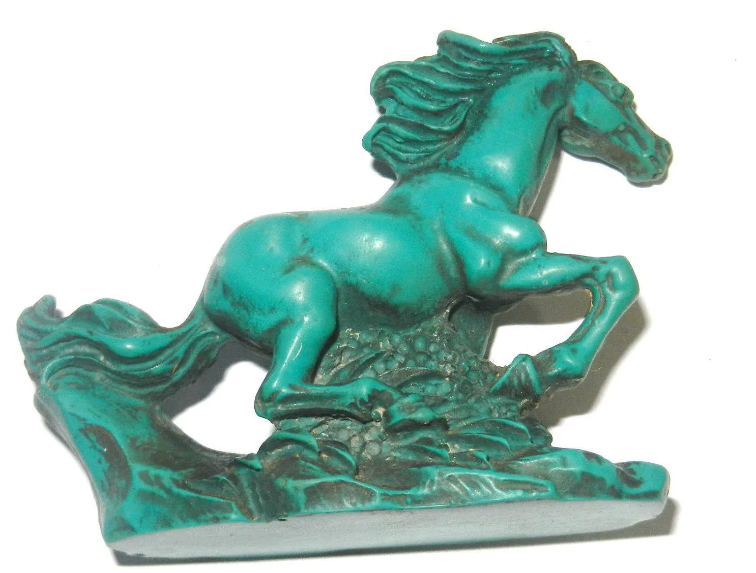 5.75''L- Chinese Natural Antique Exquisite Turquoise Handcarved Sculpture Horse Statue