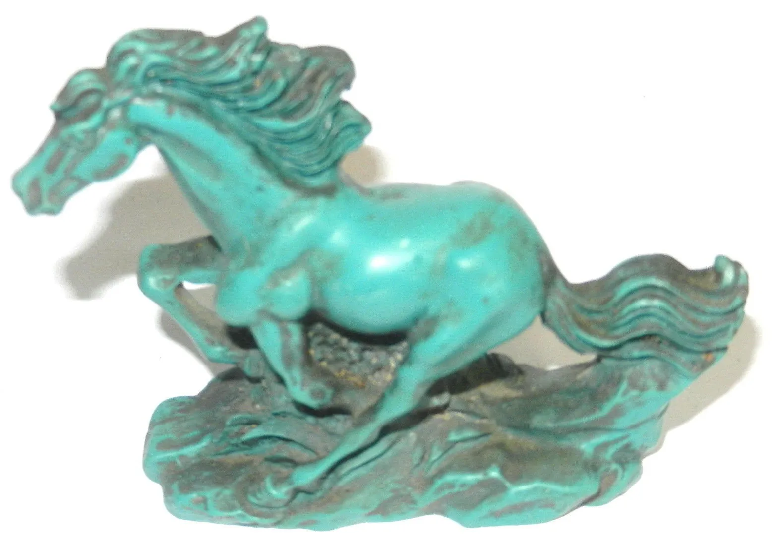 5.75''L- Chinese Natural Antique Exquisite Turquoise Handcarved Sculpture Horse Statue