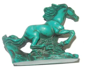 5.75''L- Chinese Natural Antique Exquisite Turquoise Handcarved Sculpture Horse Statue