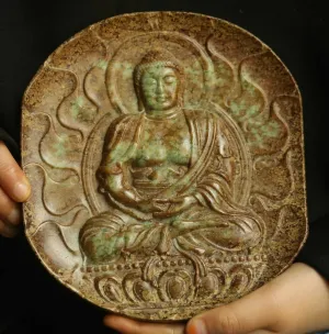 5.8''/148mm H- Chinese Natural Antique Exquisite Jade Handcarved Sculpture Buddha Statue