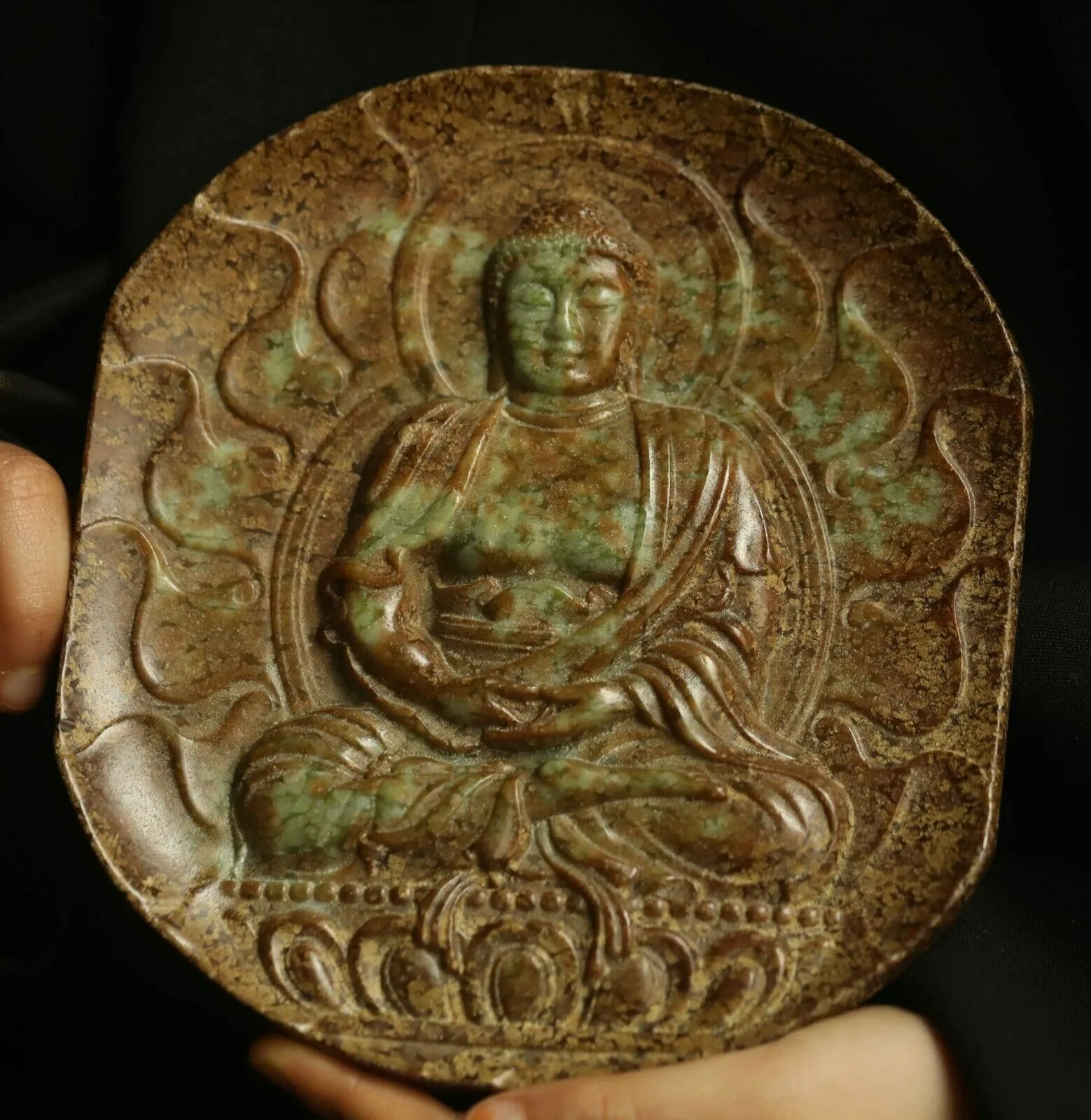 5.8''/148mm H- Chinese Natural Antique Exquisite Jade Handcarved Sculpture Buddha Statue