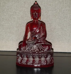 5''H- Chinese Natural Antique Exquisite GEOMANTIC AMBER Handcarved Sculpture Buddha Statue