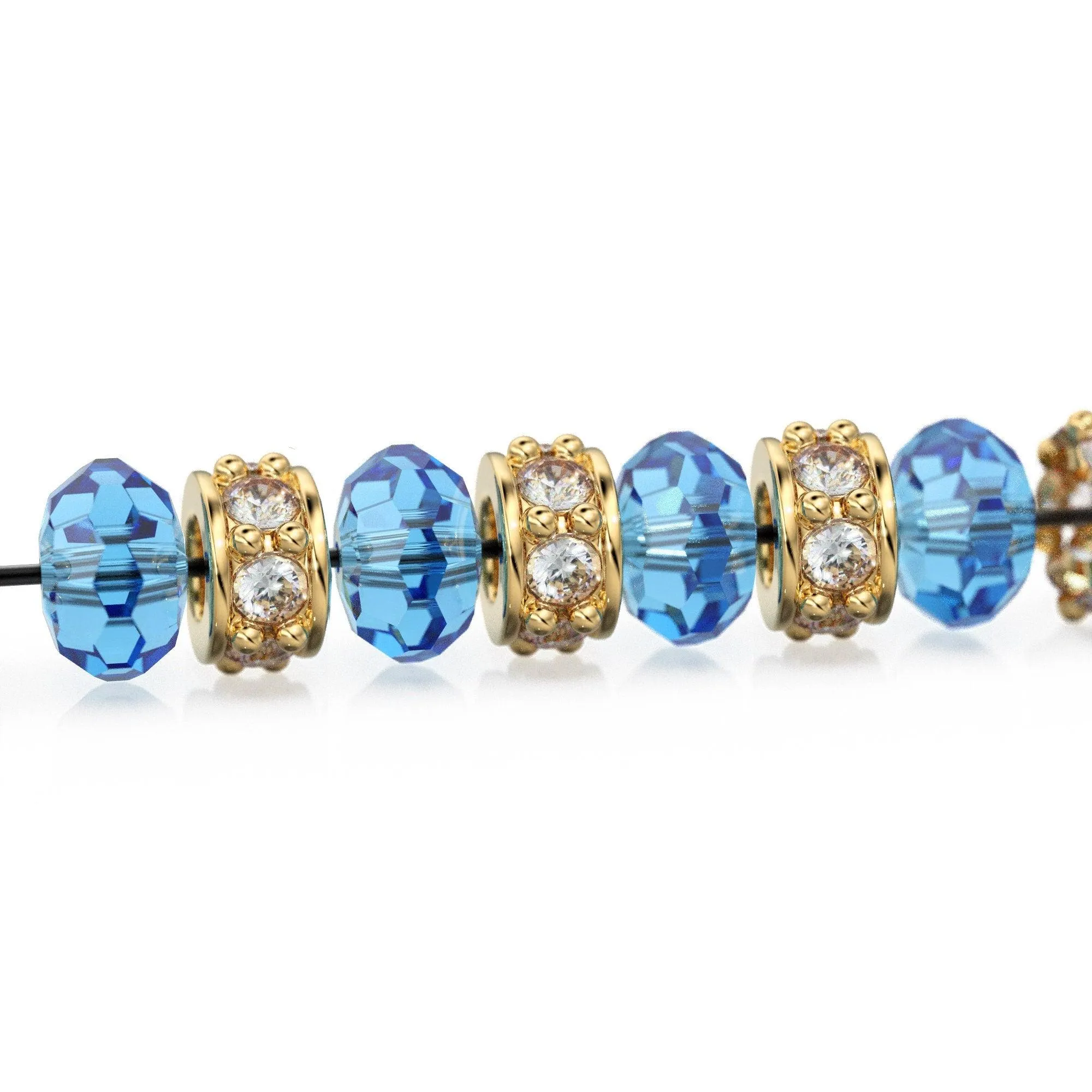 5mm 18k Solid Yellow Gold Emerald Eternity Rondelle Wheel Bead Finding Spacer / Gold Rondelle Bead / Green Emerald Findings