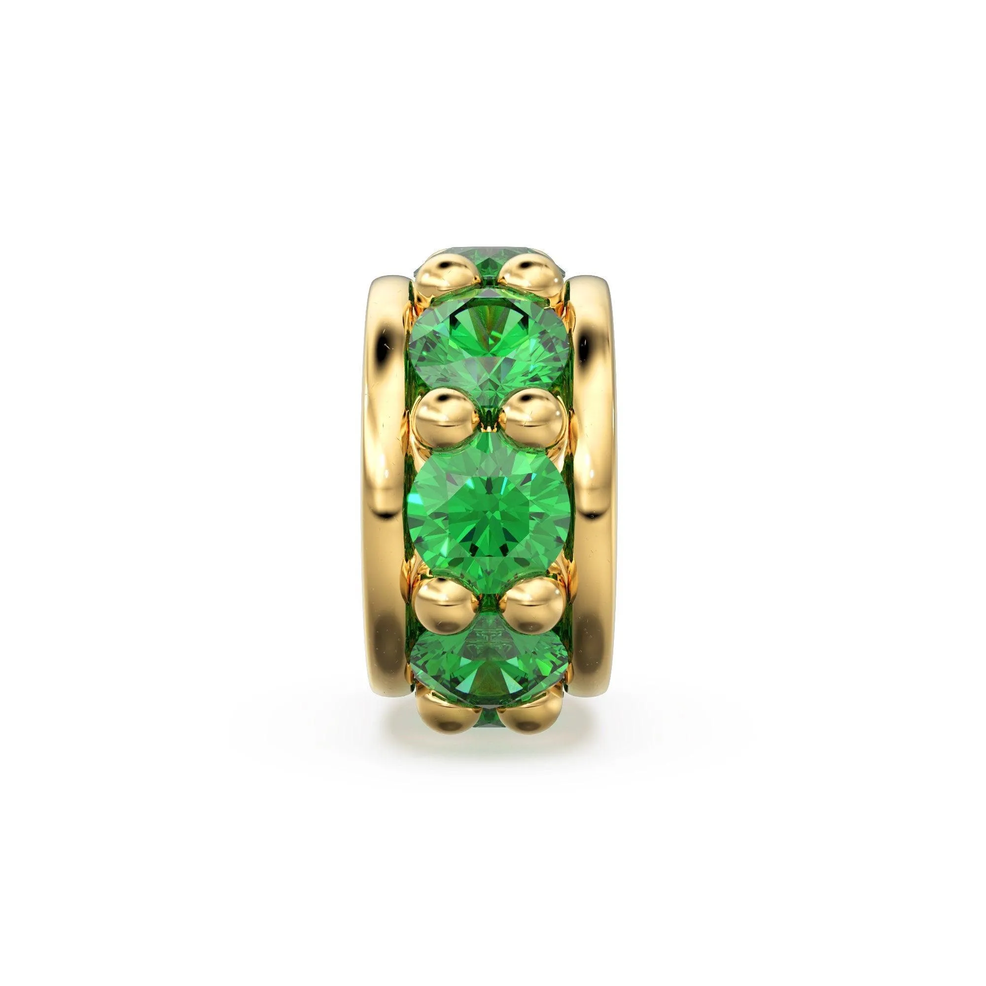 5mm 18k Solid Yellow Gold Emerald Eternity Rondelle Wheel Bead Finding Spacer / Gold Rondelle Bead / Green Emerald Findings