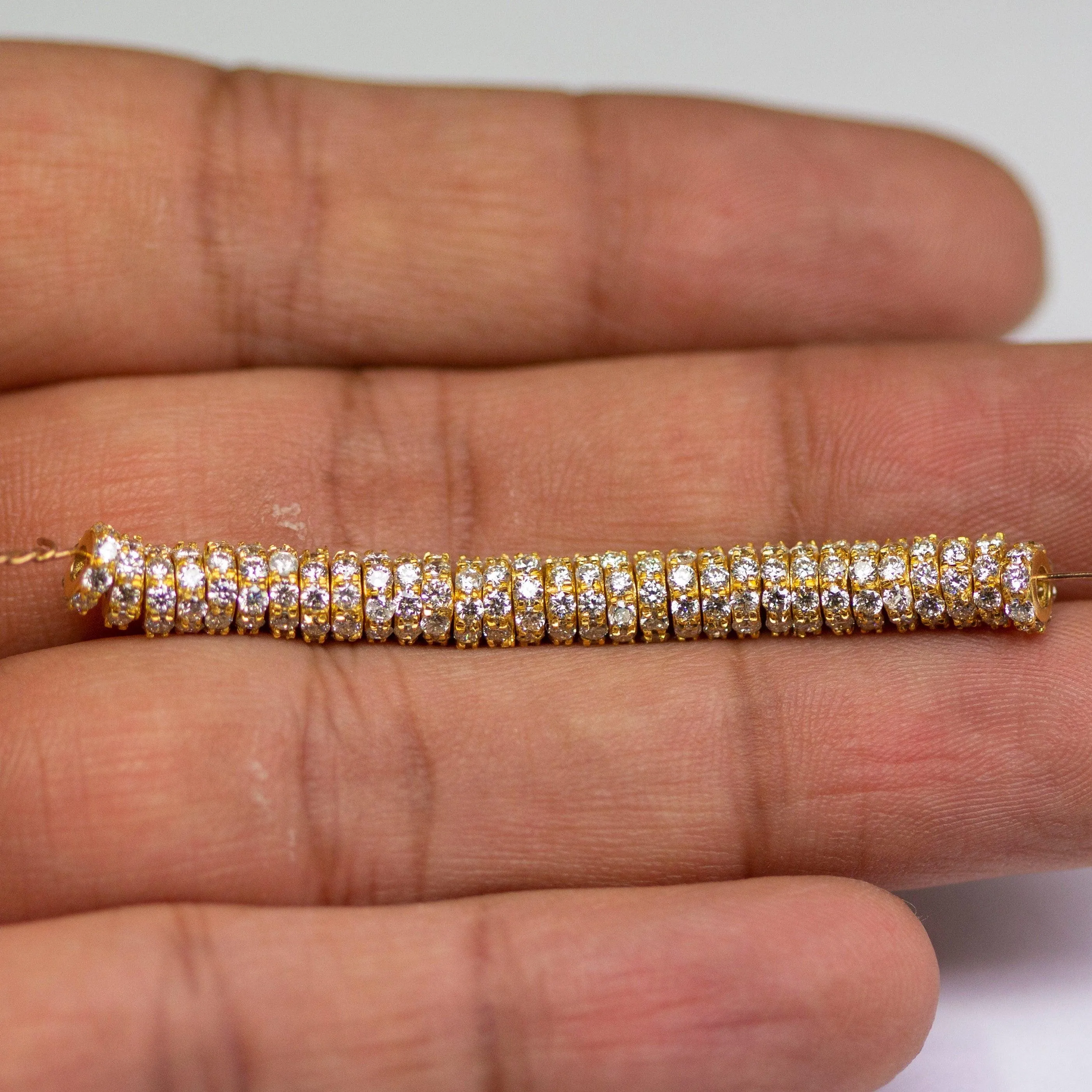 5mm 18k Solid Yellow Gold Emerald Eternity Rondelle Wheel Bead Finding Spacer / Gold Rondelle Bead / Green Emerald Findings