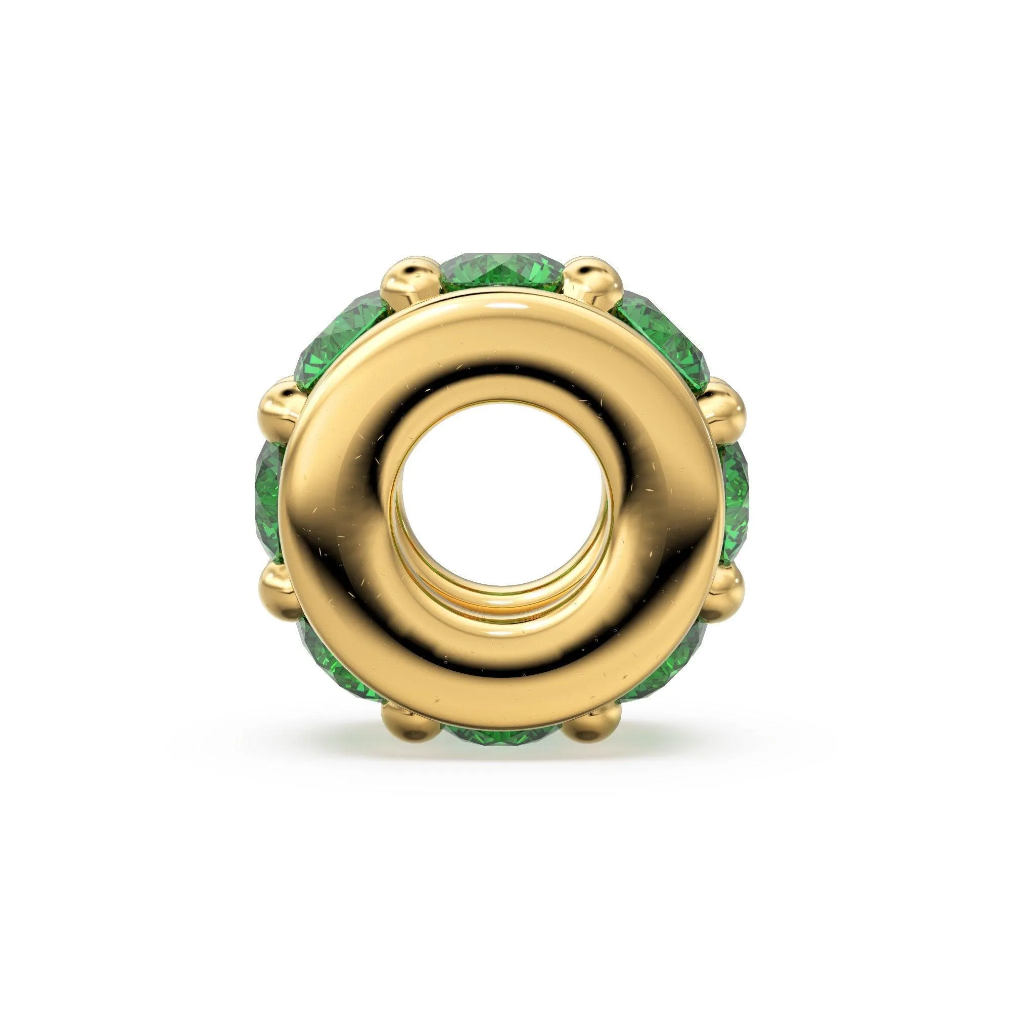 5mm 18k Solid Yellow Gold Emerald Eternity Rondelle Wheel Bead Finding Spacer / Gold Rondelle Bead / Green Emerald Findings