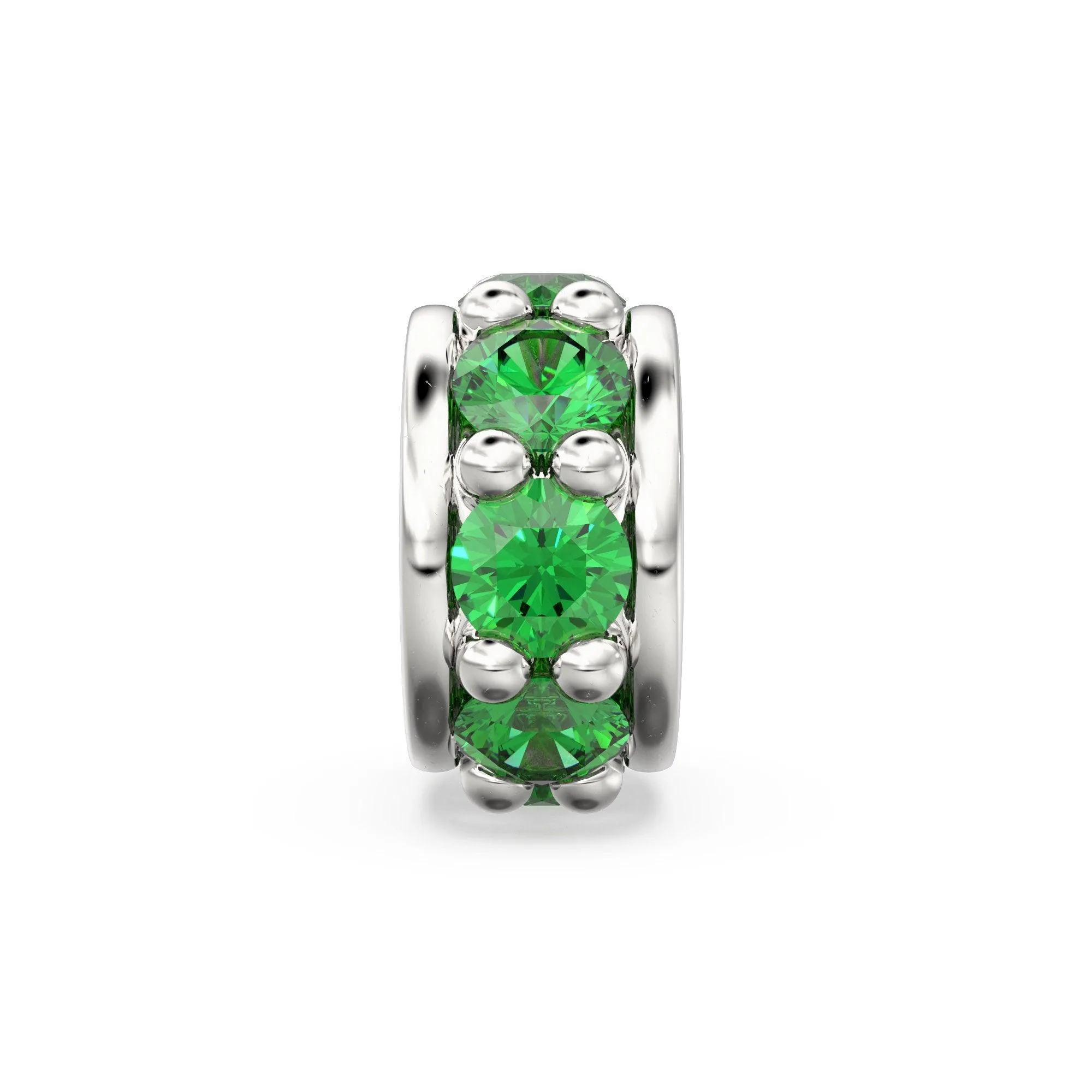 5mm 18k Solid Yellow Gold Emerald Eternity Rondelle Wheel Bead Finding Spacer / Gold Rondelle Bead / Green Emerald Findings