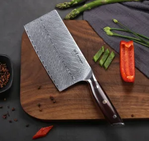 7-inch Damascus Cleaver Handmade Professional Damascus Steel Slicing Knife with Exquisite Gift Box