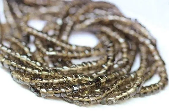 7 strands Natural Smoky Quartz Smooth Loose Wheel Gemstone Beads 5mm 13"