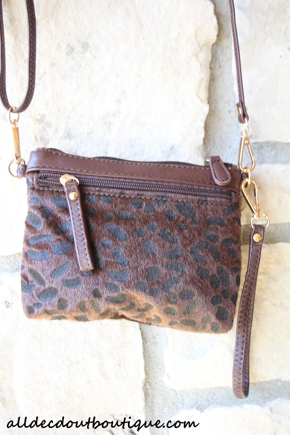 ADO | Leopard Print Messenger Brown