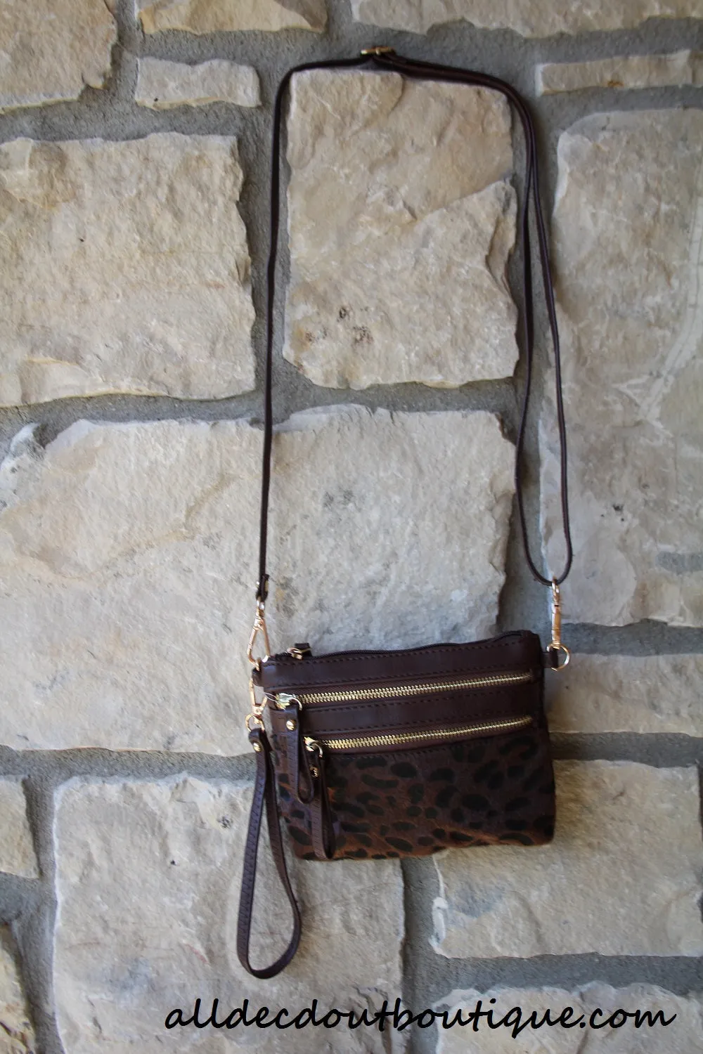 ADO | Leopard Print Messenger Brown