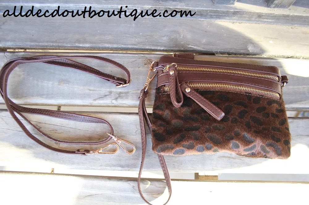 ADO | Leopard Print Messenger Brown