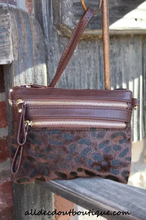 ADO | Leopard Print Messenger Brown