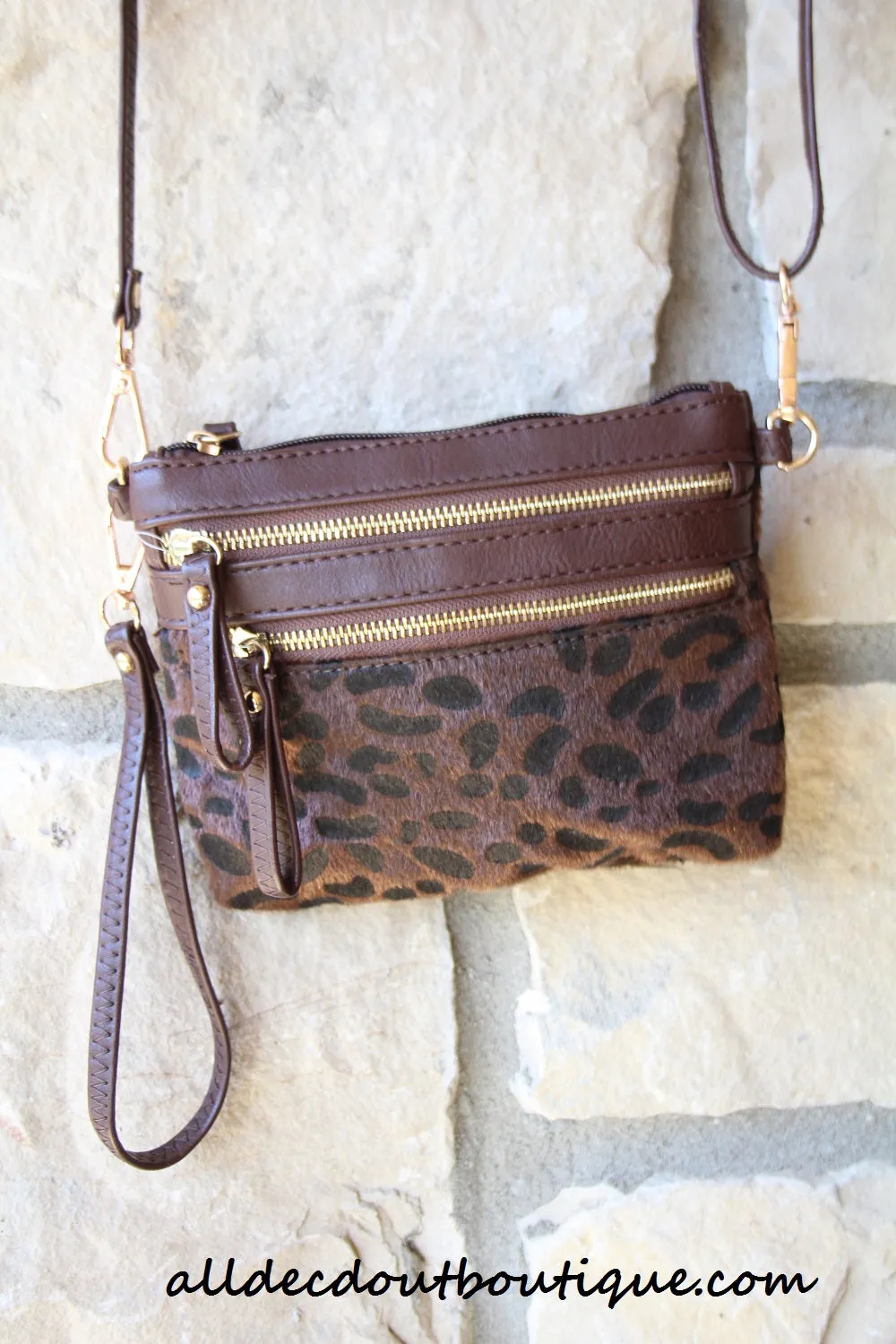 ADO | Leopard Print Messenger Brown