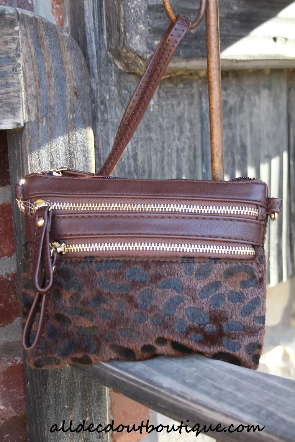ADO | Leopard Print Messenger Brown