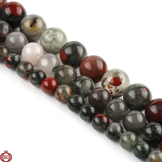 African Bloodstone Beads Smooth Round