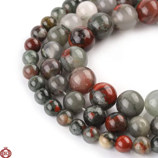African Bloodstone Beads Smooth Round